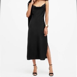 AllSaints black dress size US6. Hadley Cowl Neck Midi Slip Dress.